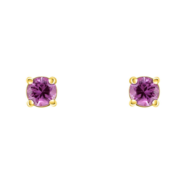 18ct yellow gold 5mm x 5mm pink sapphire stud earrings