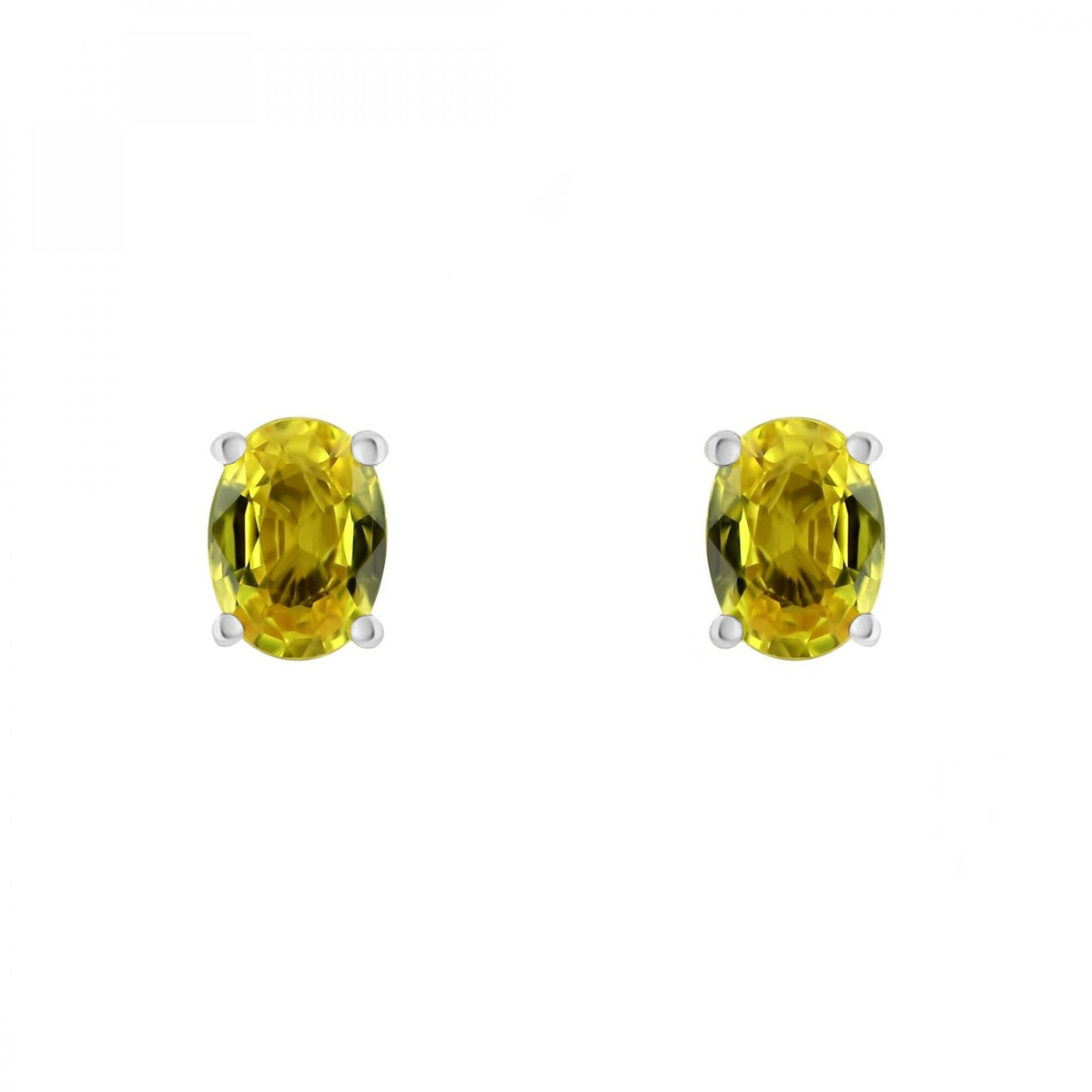 Platinum 7mm x 5mm yellow sapphire stud earrings