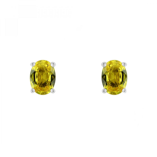 Platinum 7mm x 5mm yellow sapphire stud earrings