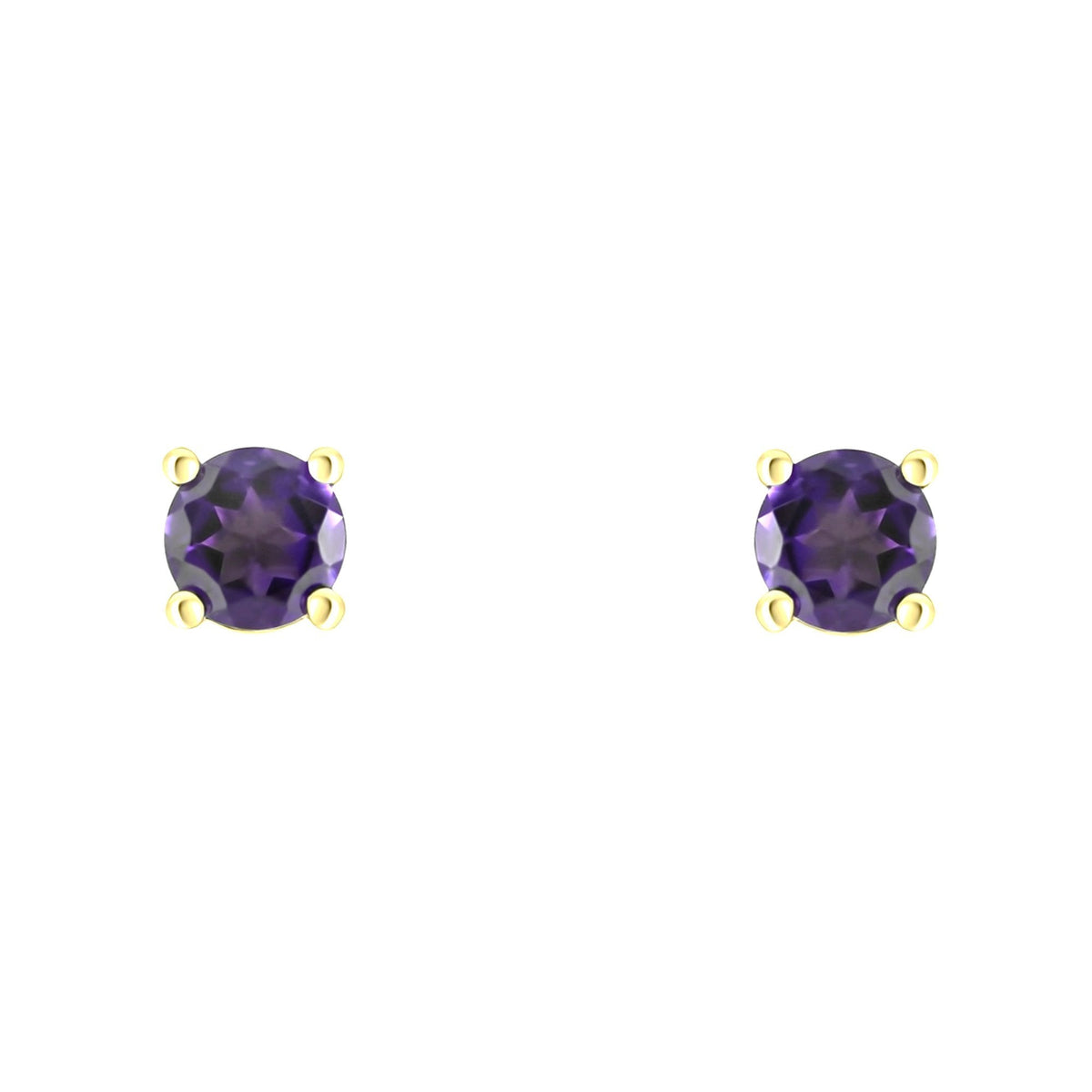18ct yellow gold 5mm x 5mm amethyst stud earrings