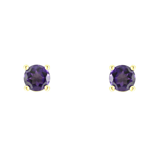 18ct yellow gold 5mm x 5mm amethyst stud earrings