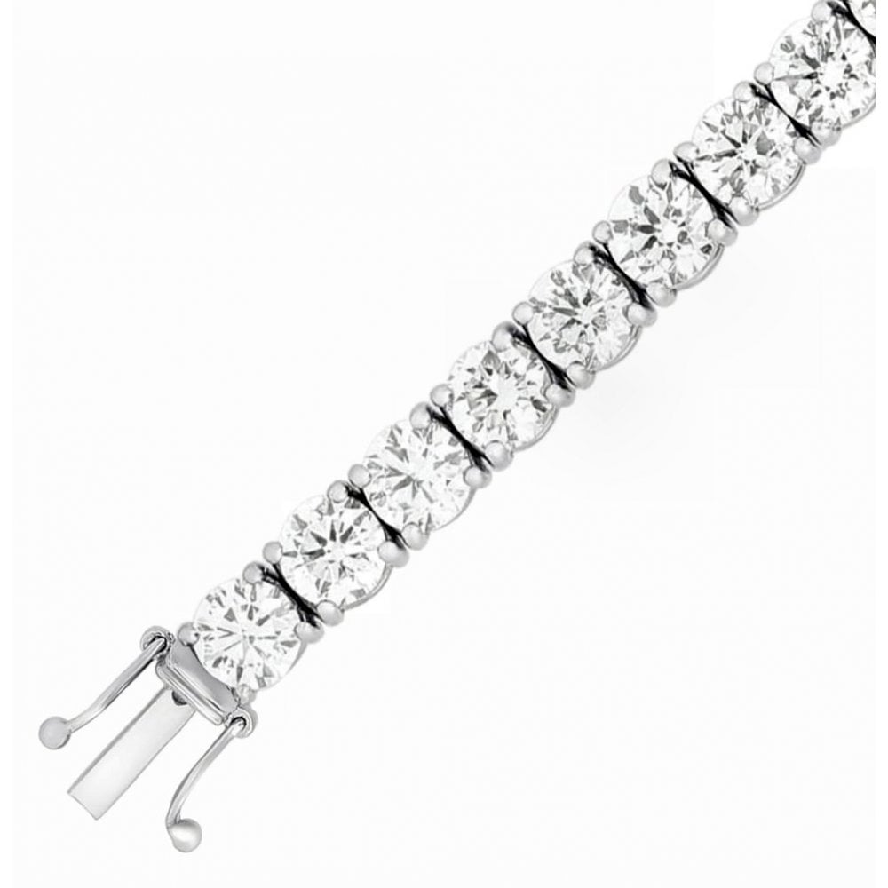 Lab grown 18ct white gold 9.65ct round diamond tennis bracelet