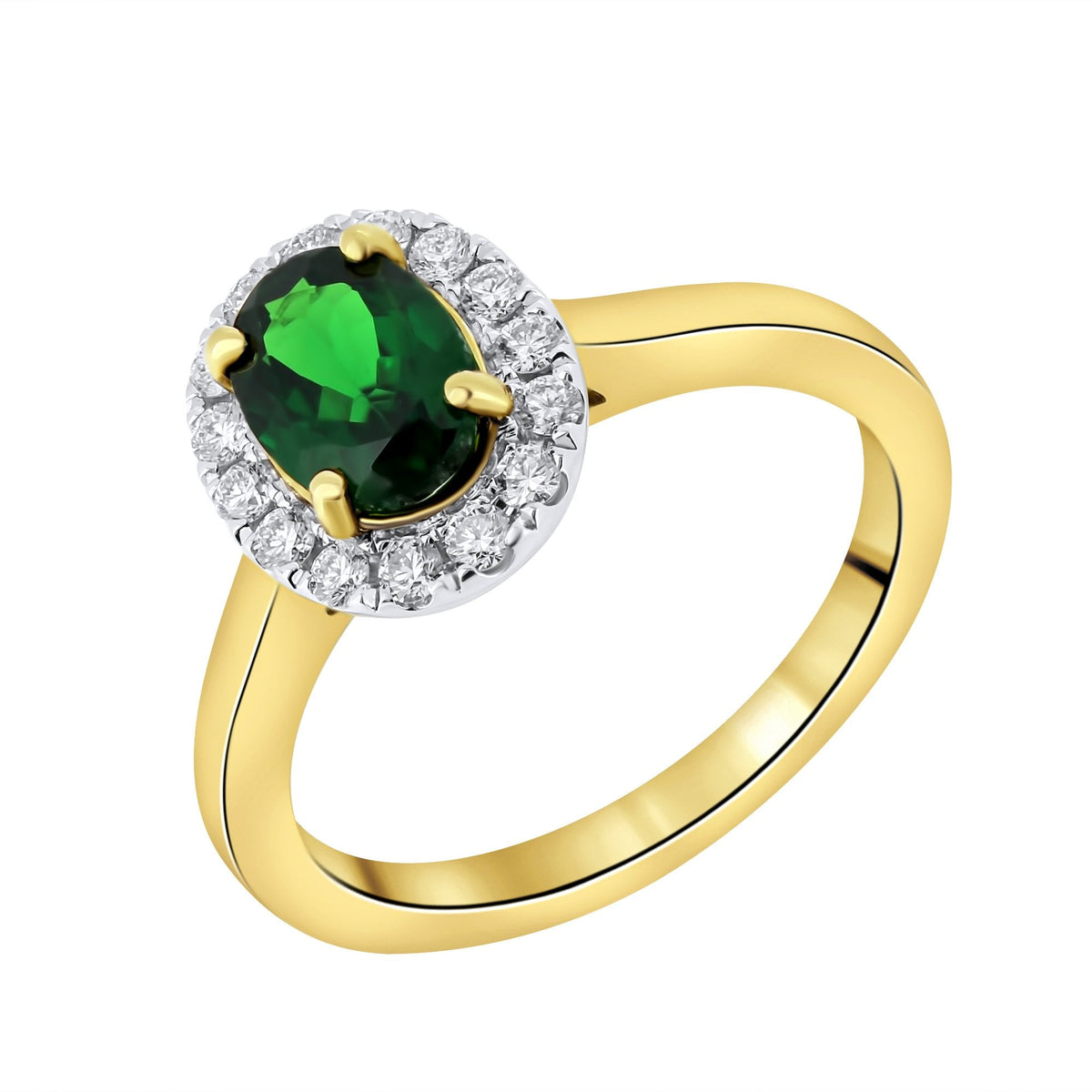 18ct yellow gold 1.16ct tsavorite garnet & 0.27ct diamond ring
