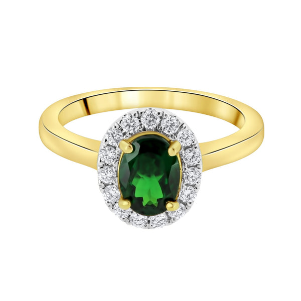 18ct yellow gold 1.16ct tsavorite garnet & 0.27ct diamond ring