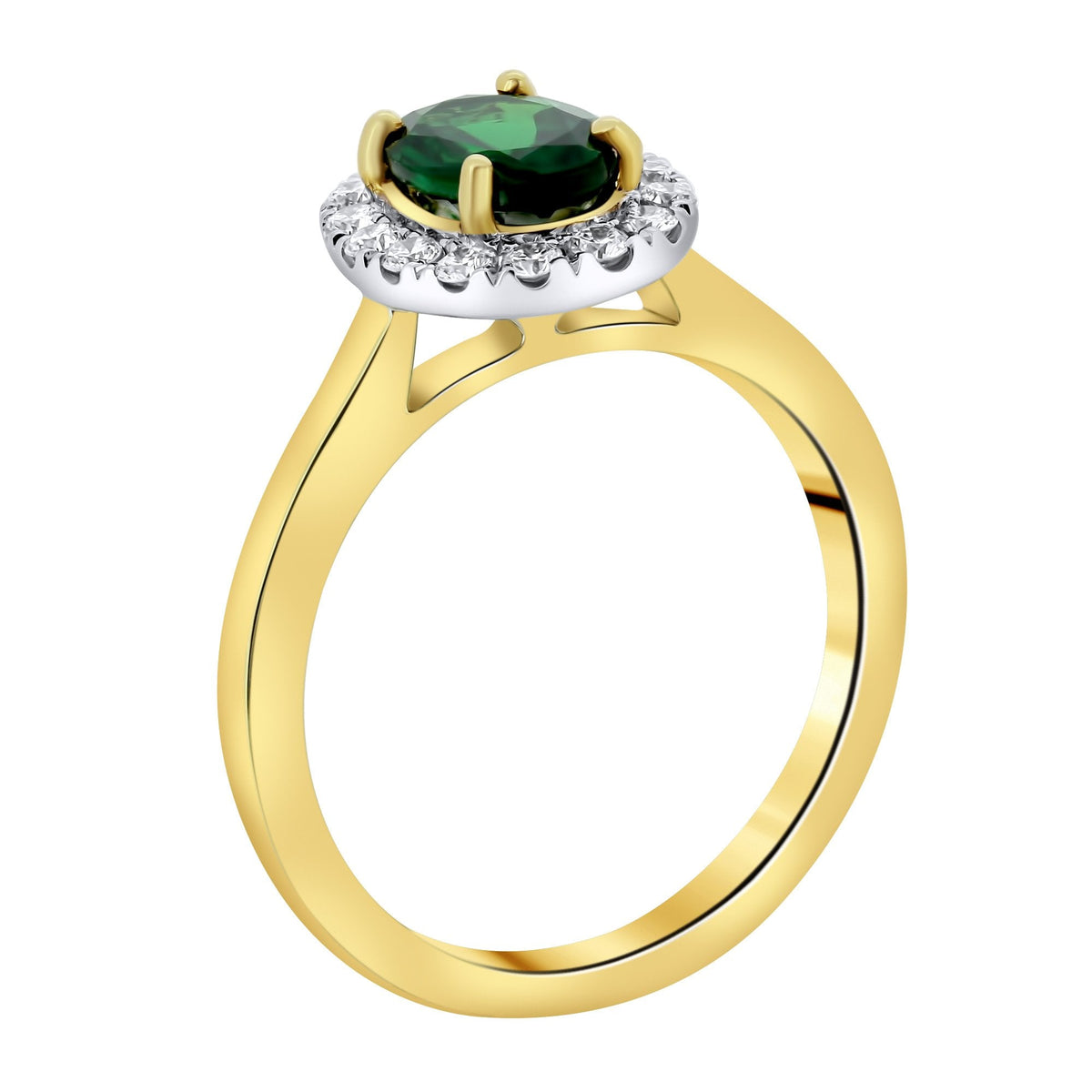 18ct yellow gold 1.16ct tsavorite garnet & 0.27ct diamond ring
