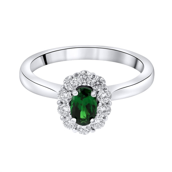 Platinum 0.47ct tsavorite garnet & 0.41ct diamond cluster ring