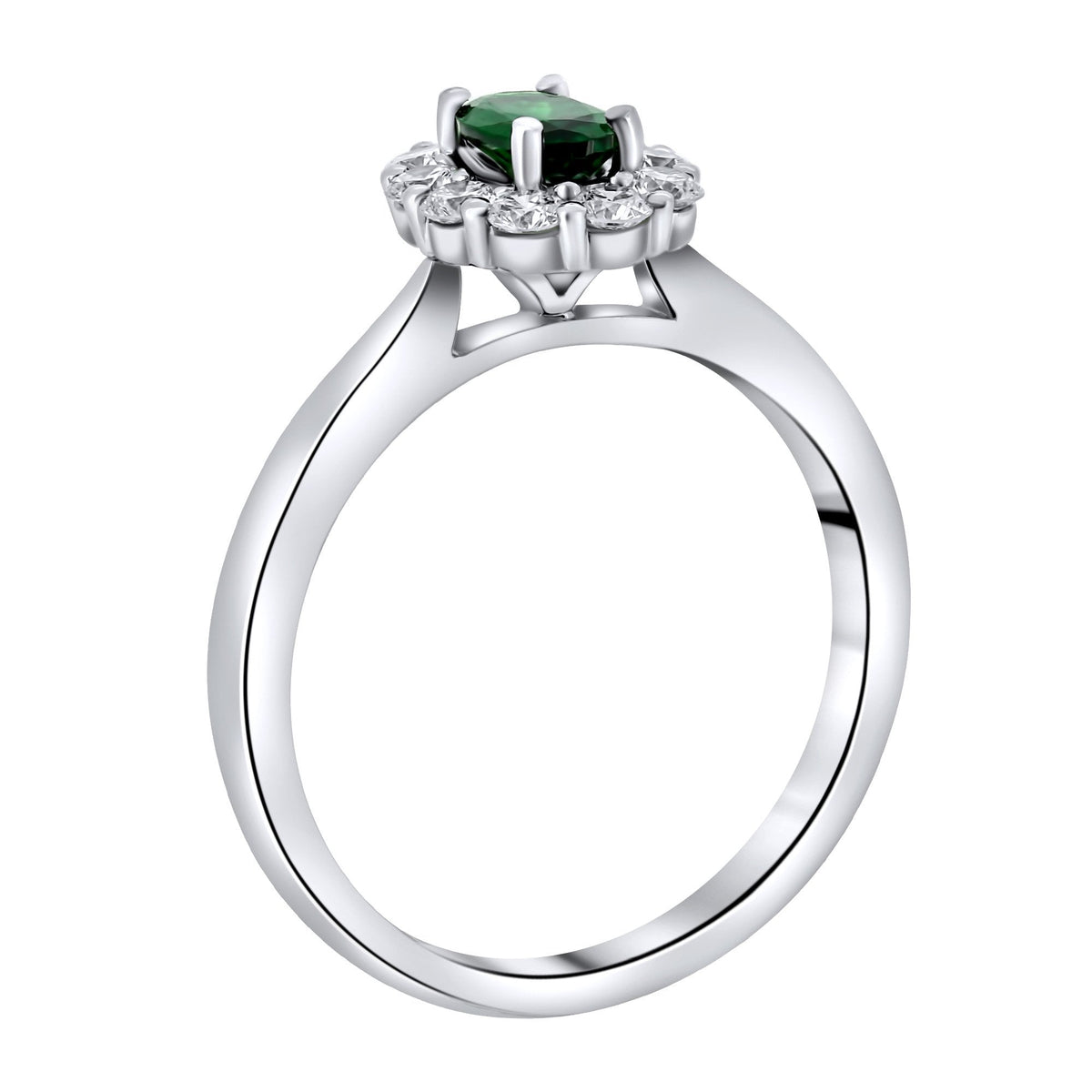 Platinum 0.47ct tsavorite garnet & 0.41ct diamond cluster ring