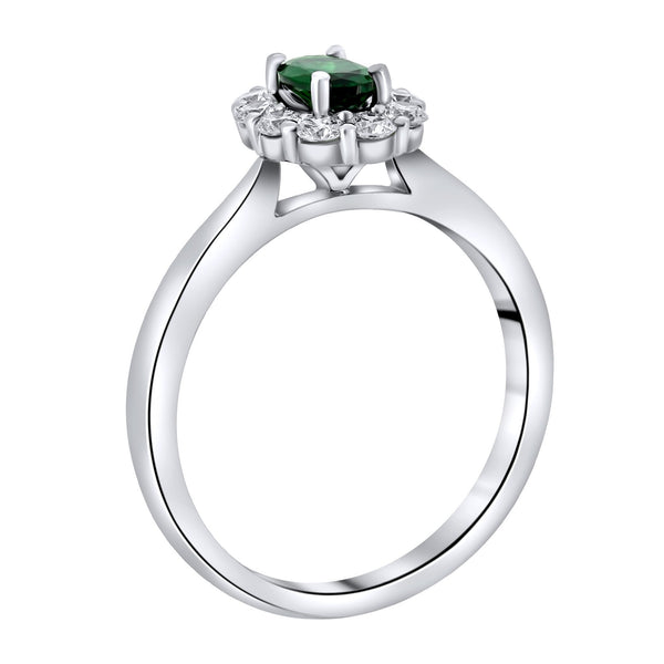 Platinum 0.47ct tsavorite garnet & 0.41ct diamond cluster ring