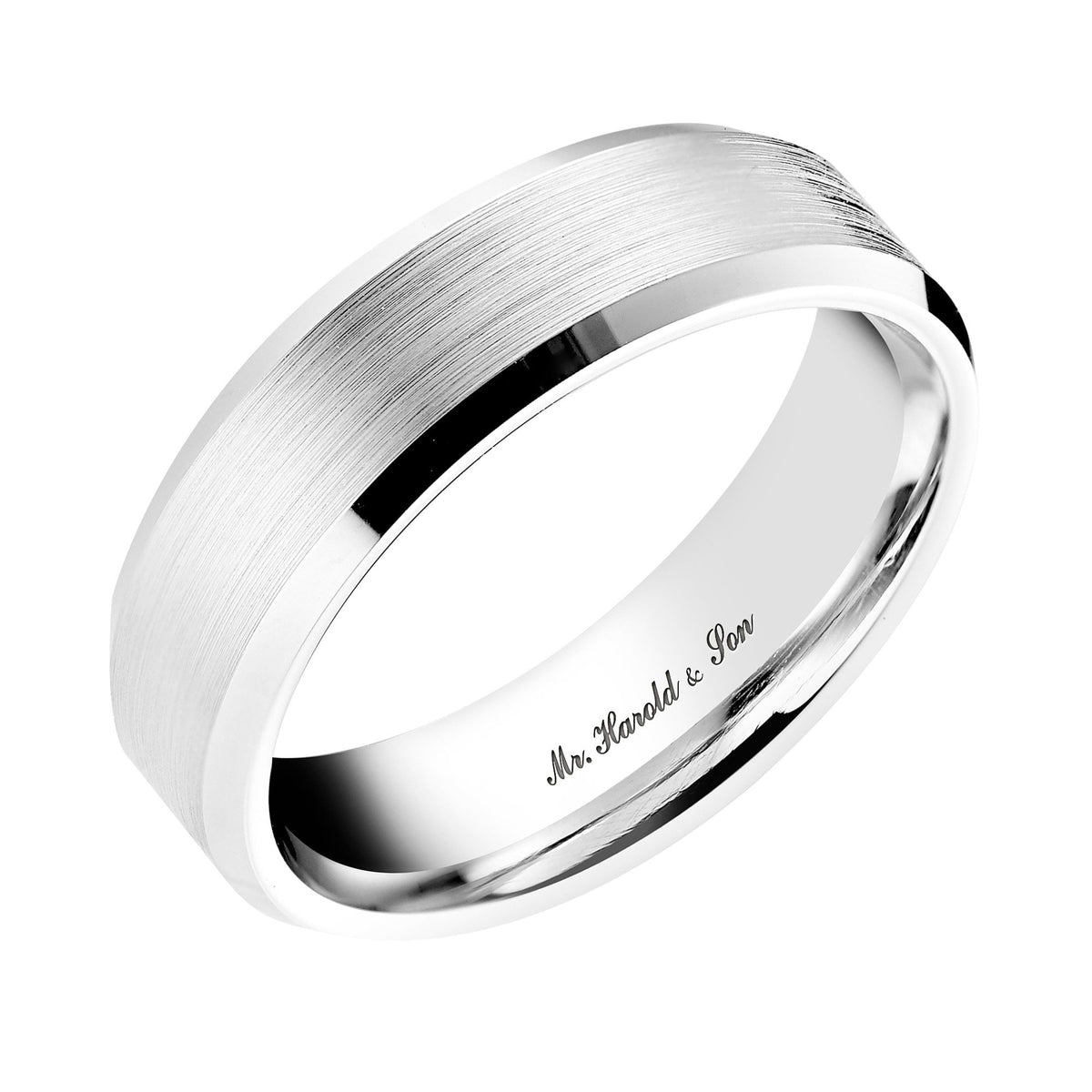 Platinum 6.0mm flat heavy weight court wedding ring