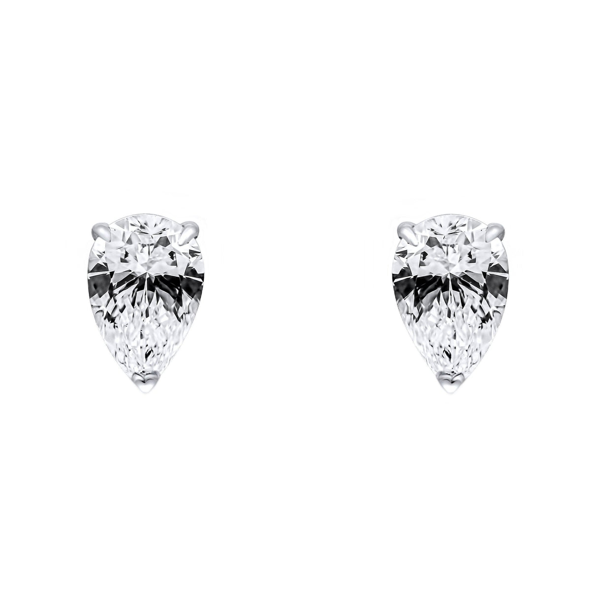 Lab grown platinum 1.02ct D VVS2 pear diamond stud earrings