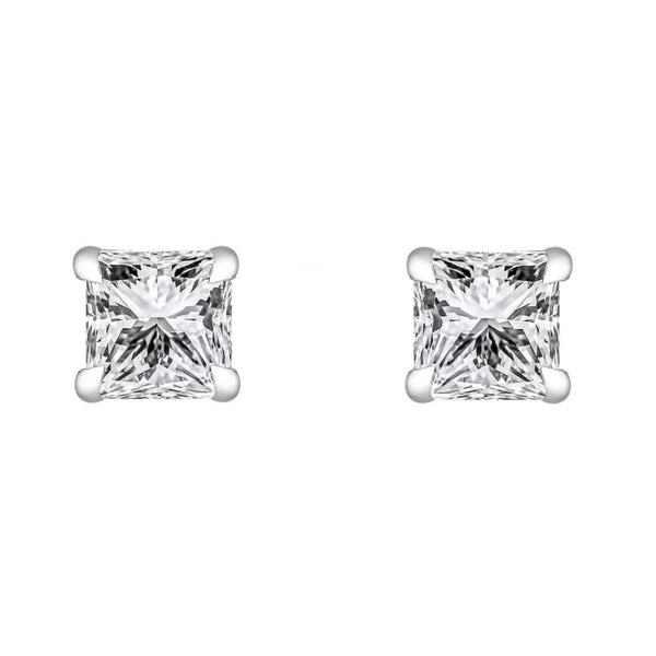 Lab grown platinum 3.08ct D VVS2 princess diamond stud earrings