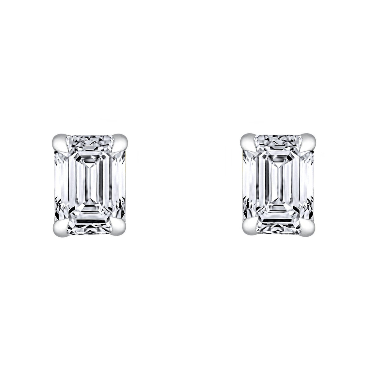 Lab grown platinum 1.12ct D VVS2 emerald diamond stud earrings