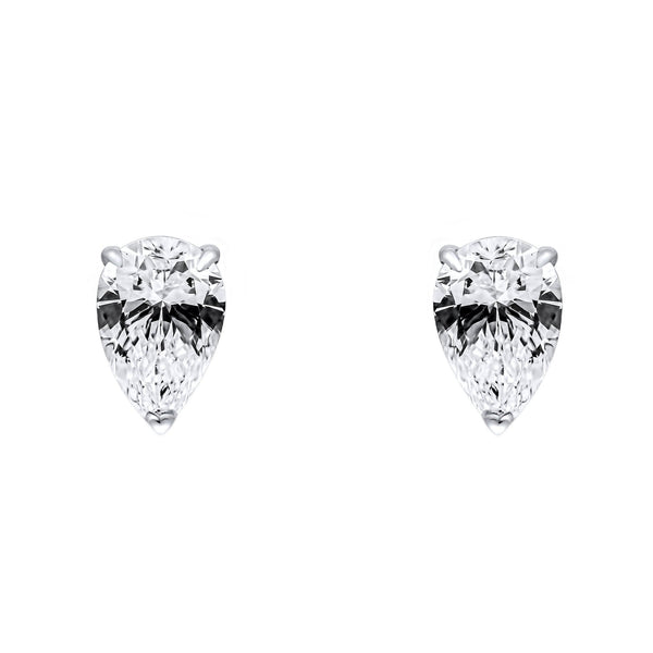 Lab grown platinum 1.50ct D VVS2 pear diamond stud earrings