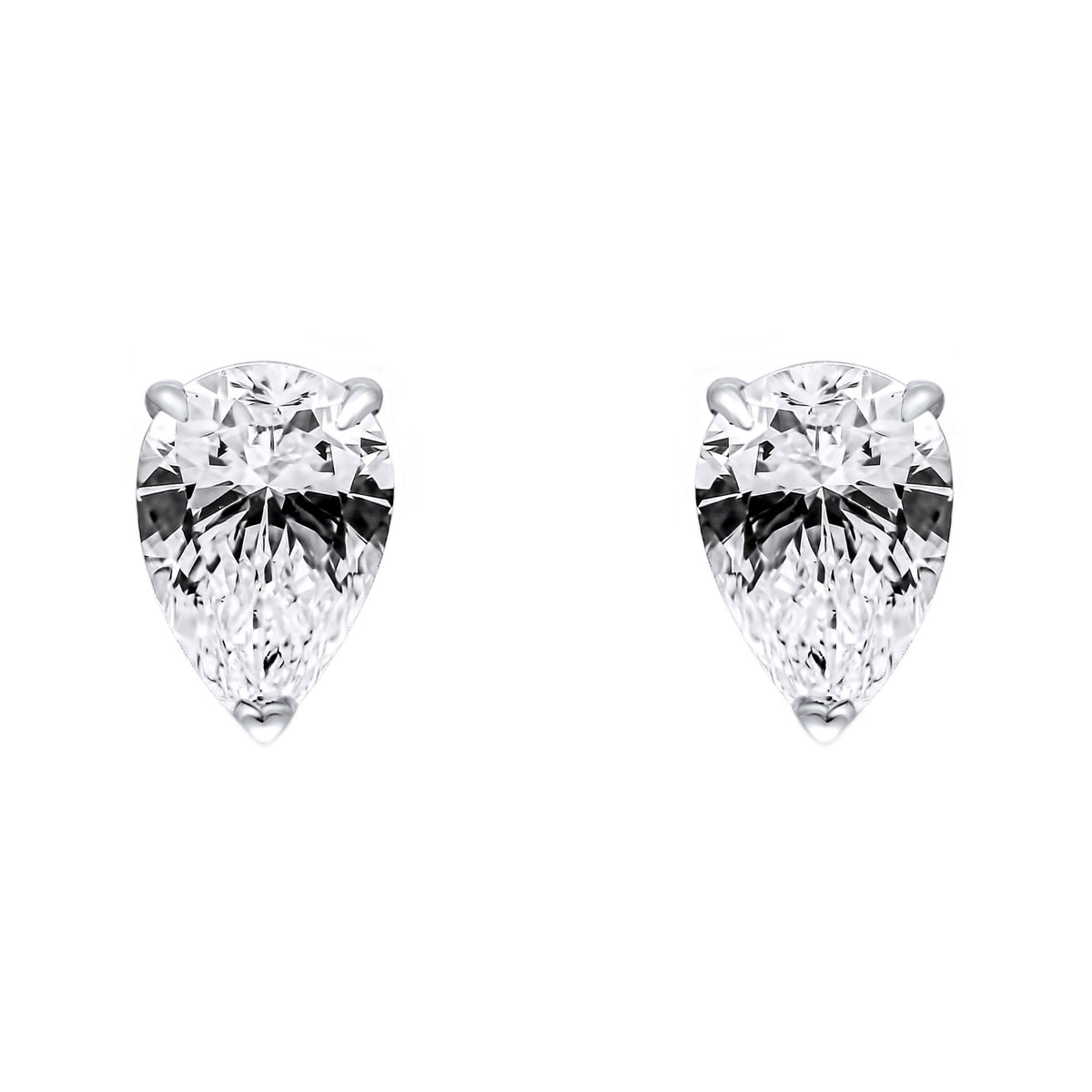 Lab grown platinum 3.14ct D VVS2 pear diamond stud earrings
