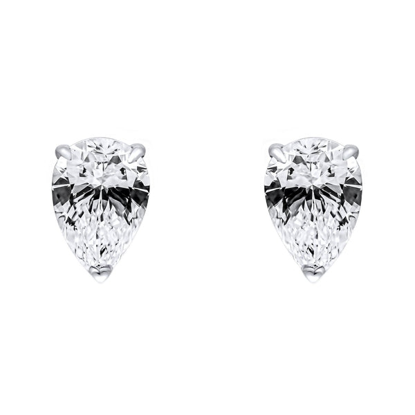 Lab grown platinum 3.14ct D VVS2 pear diamond stud earrings