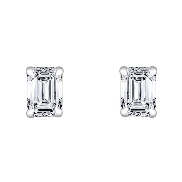 Lab grown platinum 1.54ct D VVS2 emerald diamond stud earrings