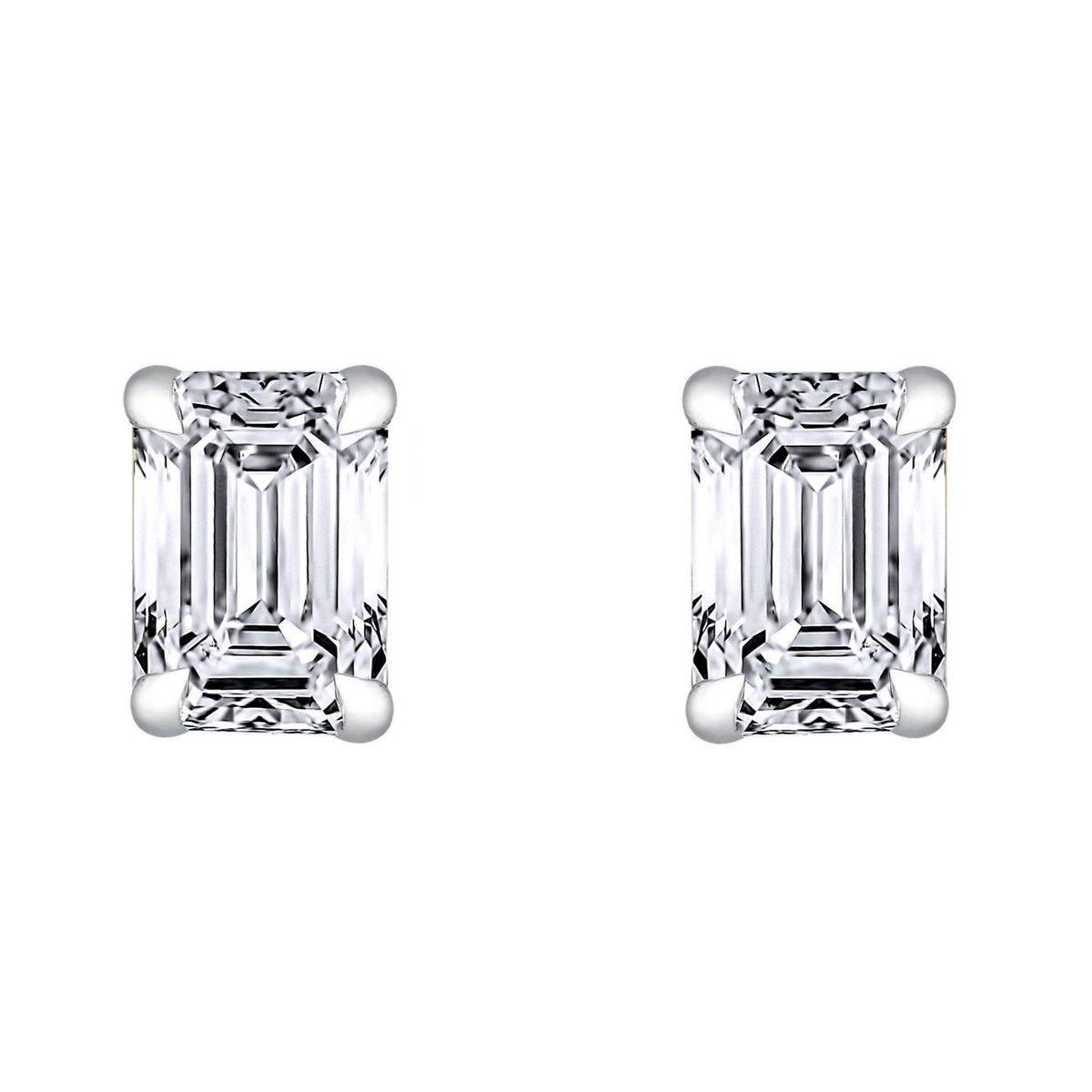 Lab grown platinum 3.01ct D VVS2 emerald diamond stud earrings