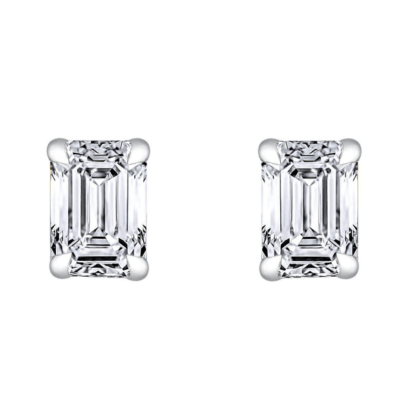 Lab grown platinum 3.01ct D VVS2 emerald diamond stud earrings