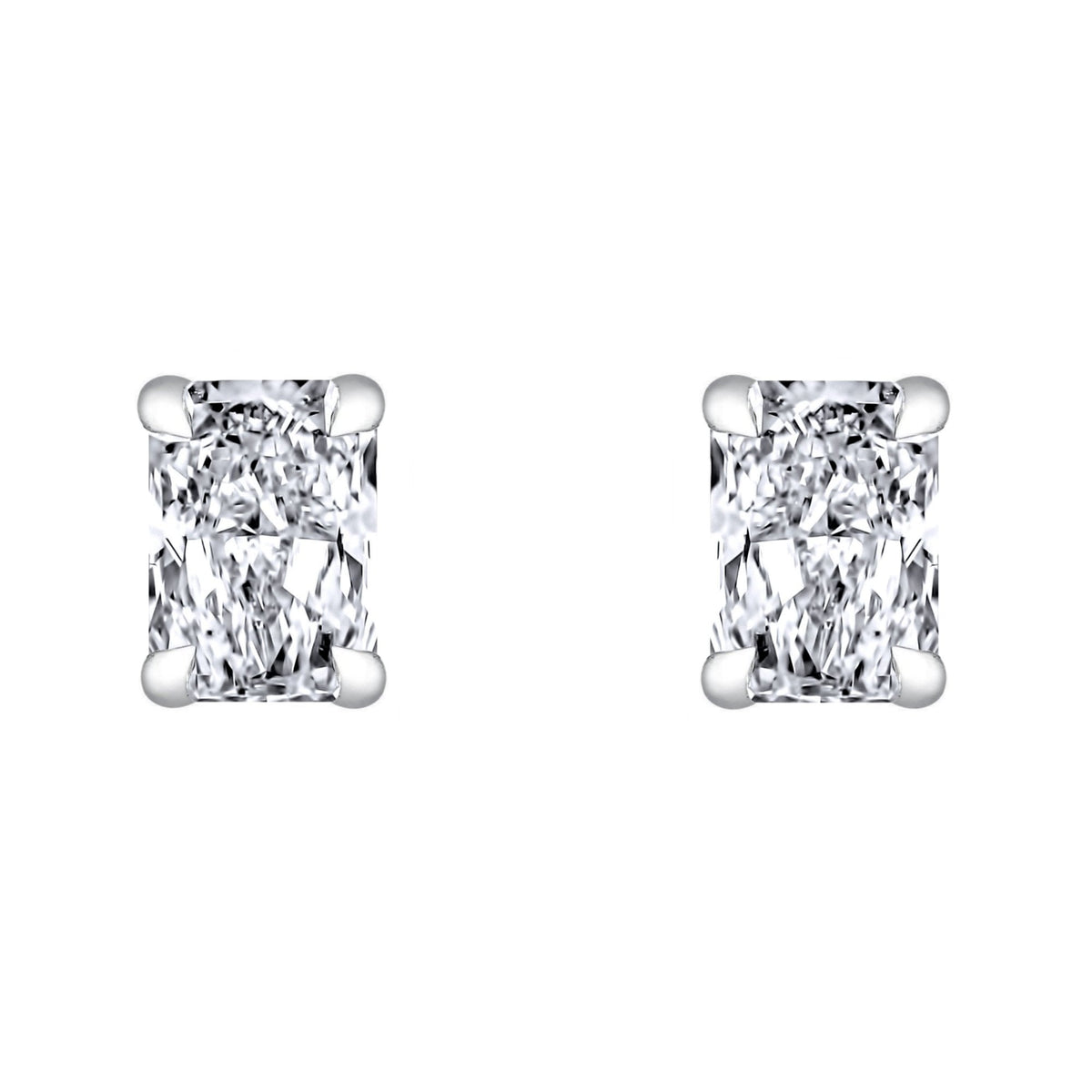 Lab grown platinum 2.06ct D VVS2 radiant diamond stud earrings