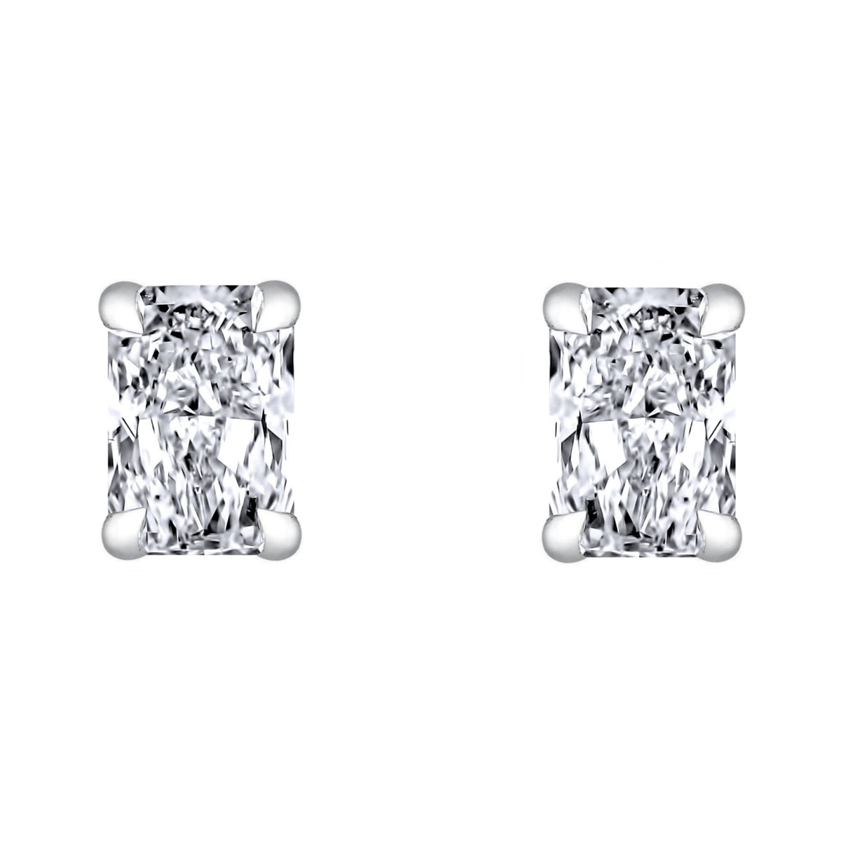 Lab grown platinum 3.00ct D VVS2 radiant diamond stud earrings