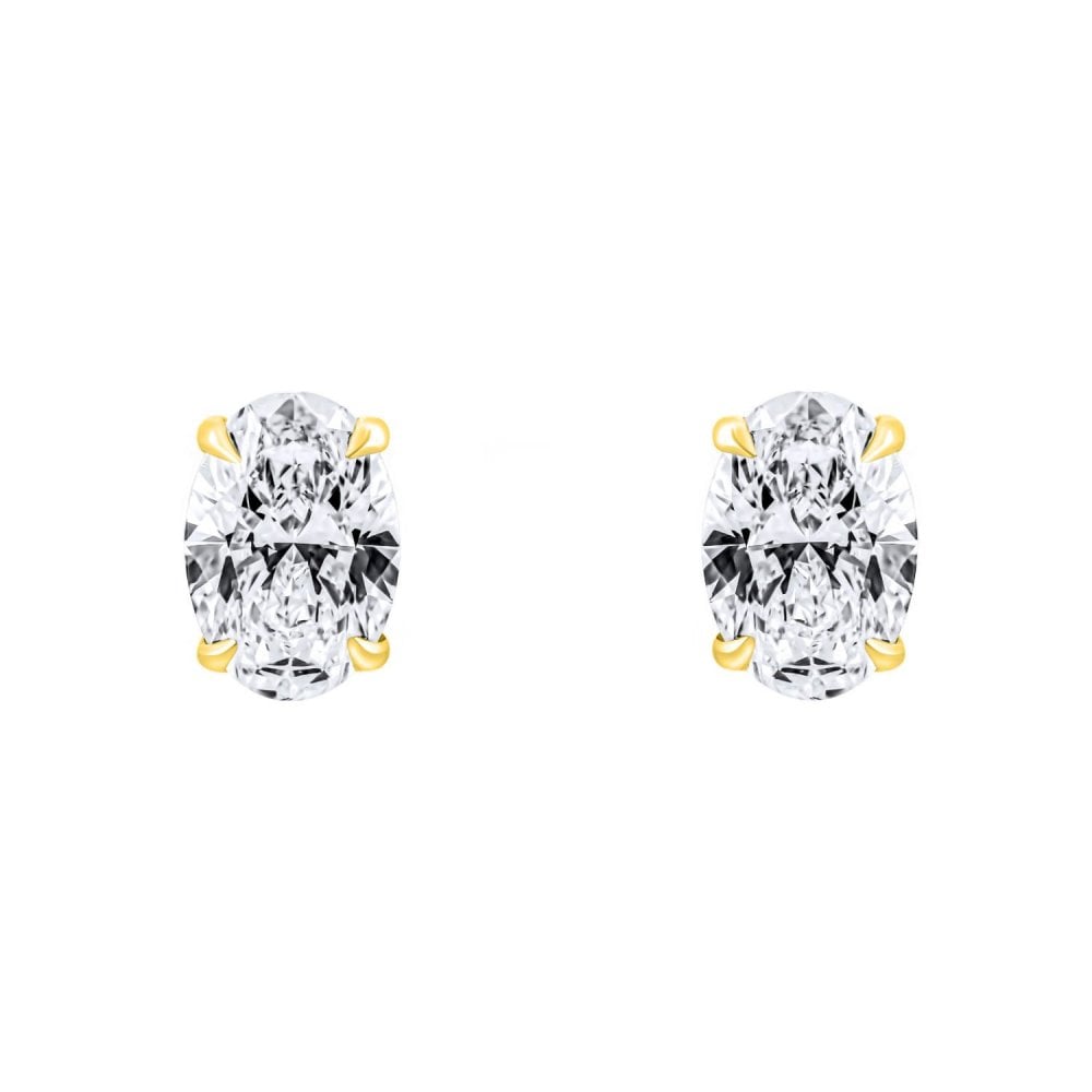 LG 18ct yellow gold 1.50ct D VVS2 oval diamond stud earrings