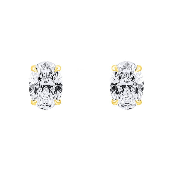 LG 18ct yellow gold 1.50ct D VVS2 oval diamond stud earrings