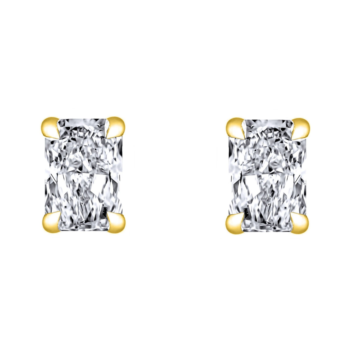 LG 18ct yellow gold 3.00ct D VVS2 radiant diamond stud earrings