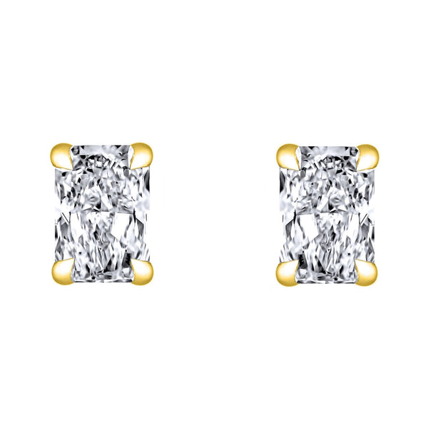 LG 18ct yellow gold 3.00ct D VVS2 radiant diamond stud earrings