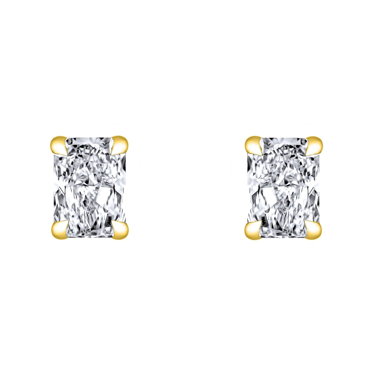 LG 18ct yellow gold 1.50ct D VVS2 radiant diamond stud earrings