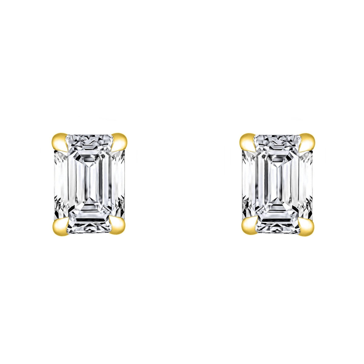LG 18ct yellow gold 1.50ct D VVS2 emerald diamond stud earrings