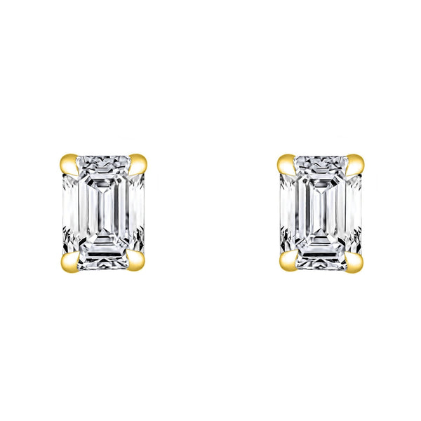 LG 18ct yellow gold 1.50ct D VVS2 emerald diamond stud earrings
