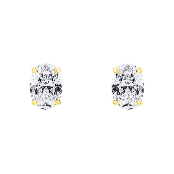 LG 18ct yellow gold 1.00ct D VVS2 oval diamond stud earrings