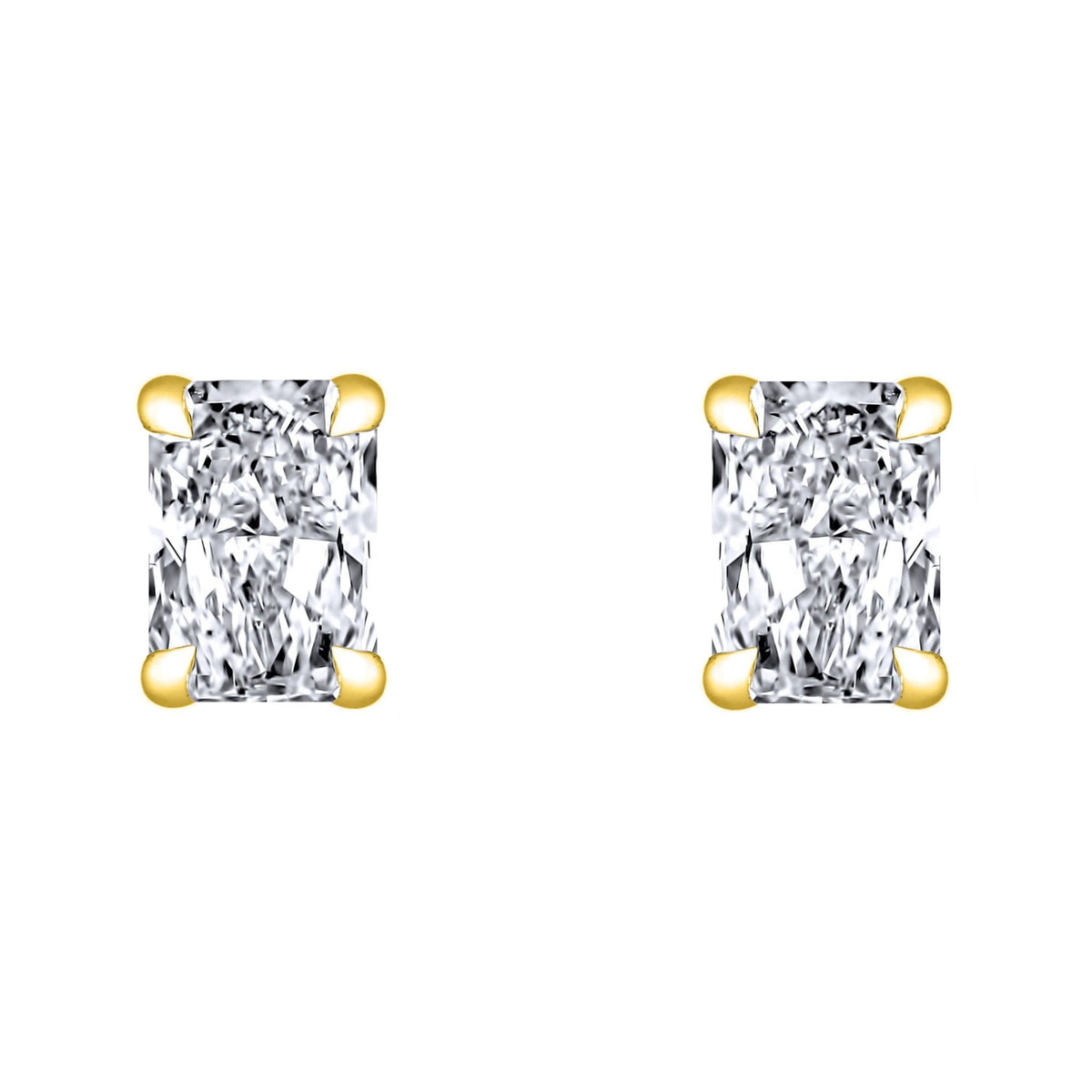 LG 18ct yellow gold 2.00ct D VVS2 radiant diamond stud earrings