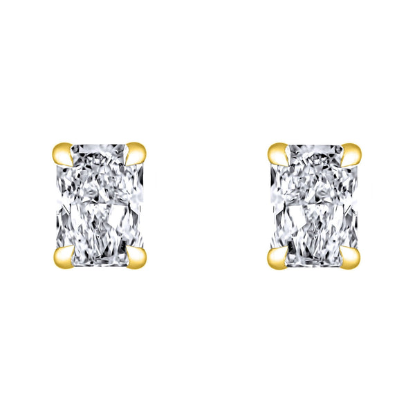 LG 18ct yellow gold 2.00ct D VVS2 radiant diamond stud earrings