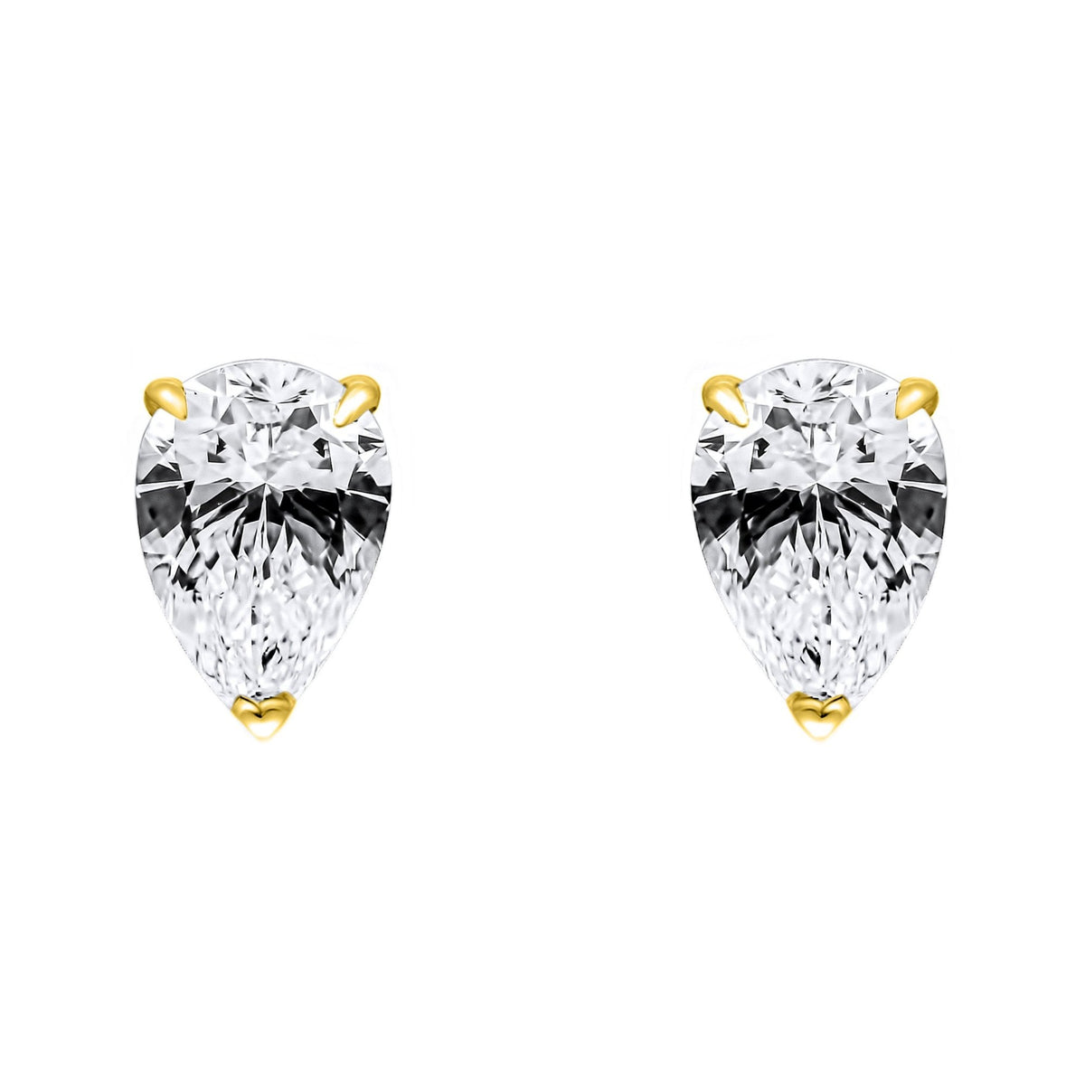 LG 18ct yellow gold 3.00ct D VVS2 pear diamond stud earrings