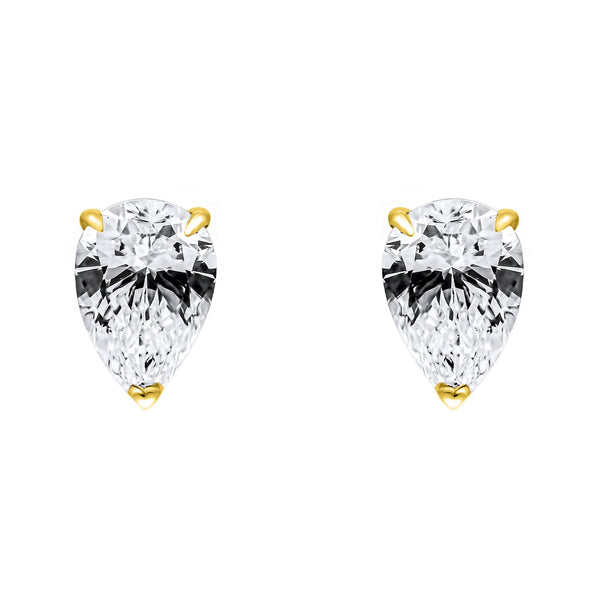 LG 18ct yellow gold 3.00ct D VVS2 pear diamond stud earrings