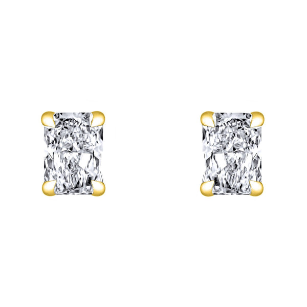 LG 18ct yellow gold 1.00ct D VVS2 radiant diamond stud earrings