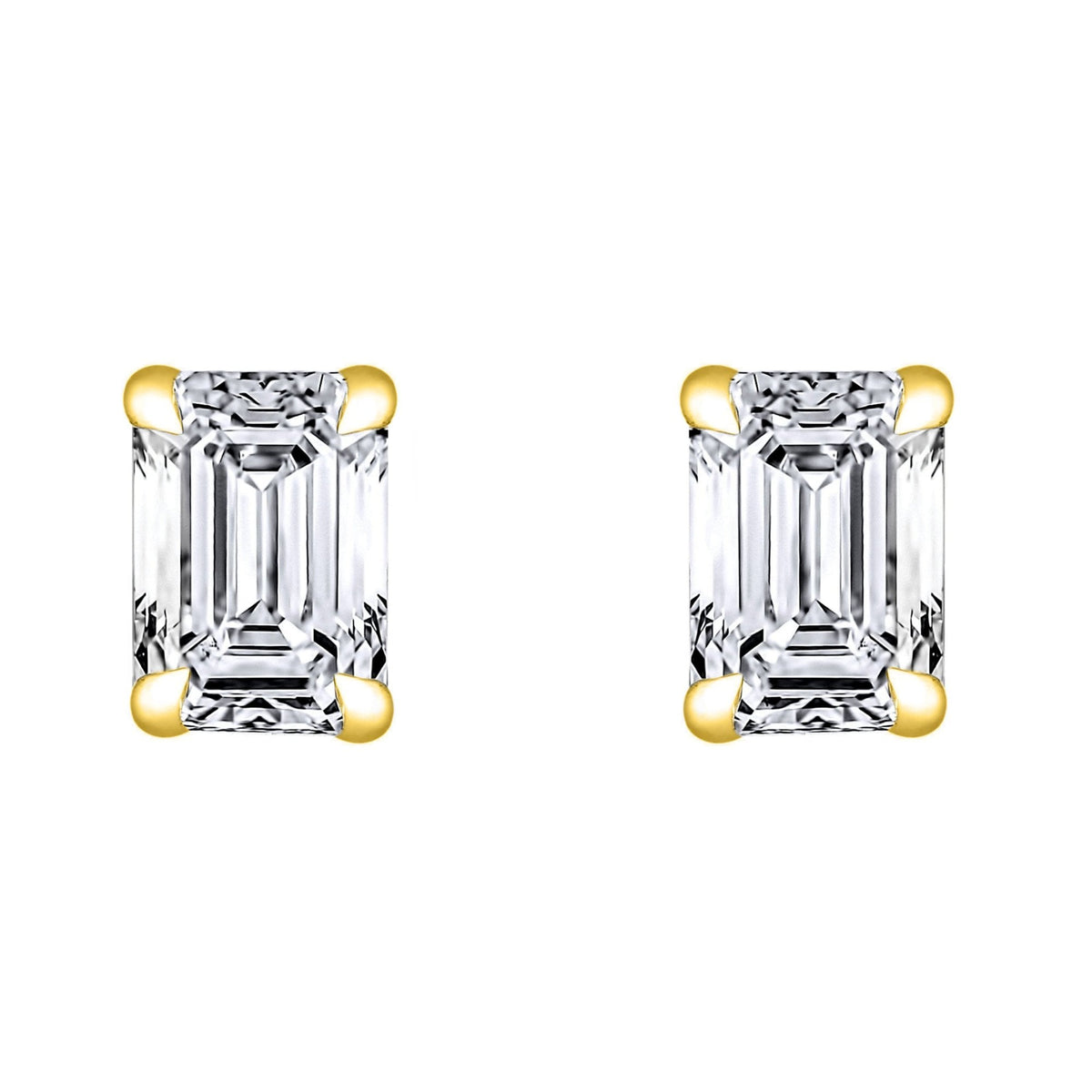 LG 18ct yellow gold 3.00ct D VVS2 emerald diamond stud earrings