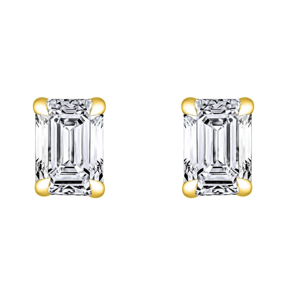 LG 18ct yellow gold 3.00ct D VVS2 emerald diamond stud earrings