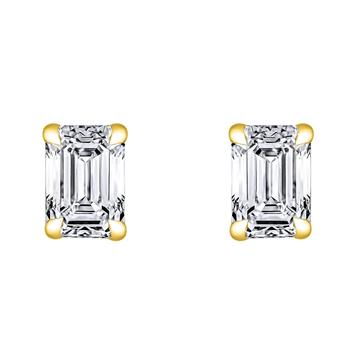 LG 18ct yellow gold 2.00ct D VVS2 emerald diamond stud earrings
