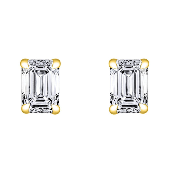 LG 18ct yellow gold 2.00ct D VVS2 emerald diamond stud earrings