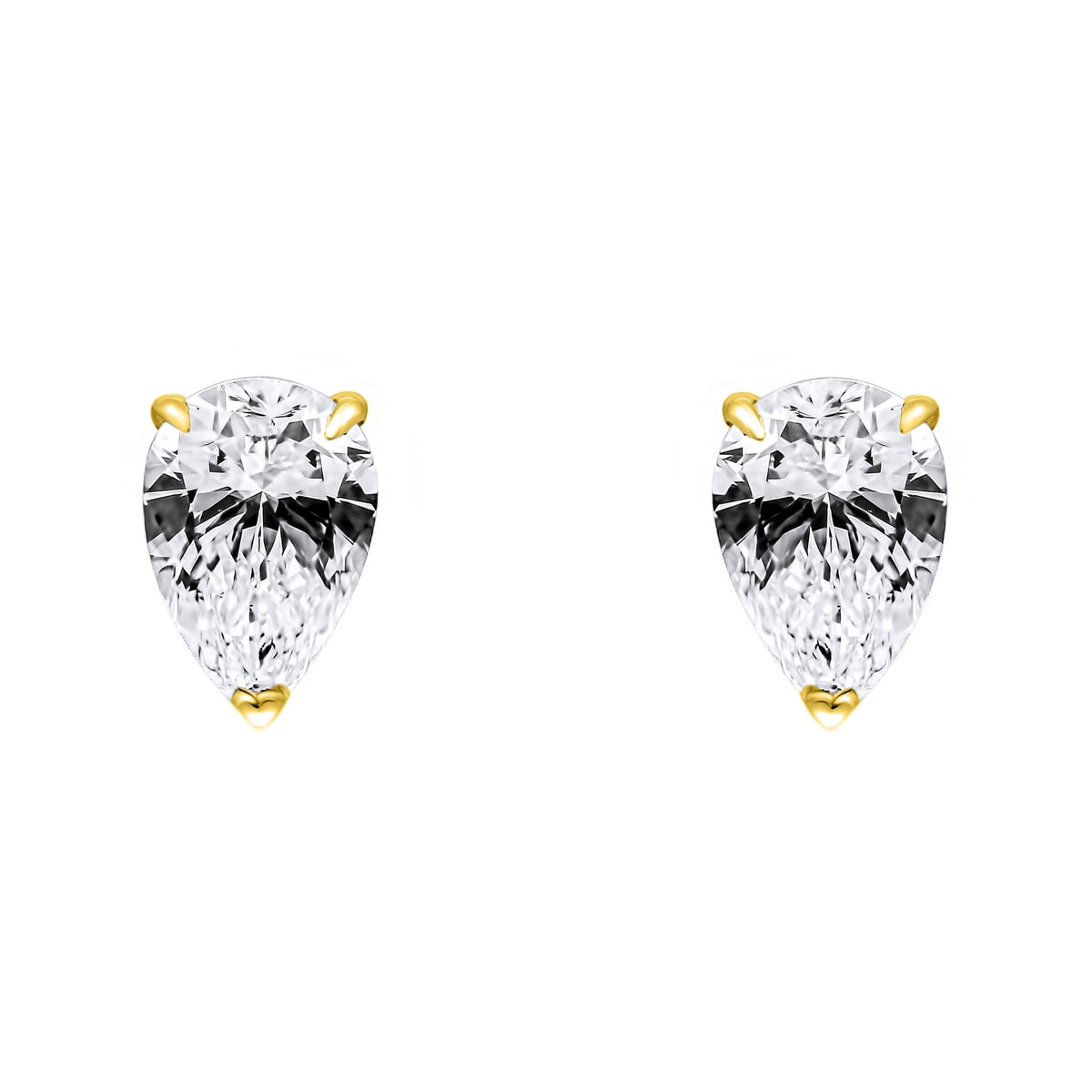 LG 18ct yellow gold 2.00ct D VVS2 pear diamond stud earrings