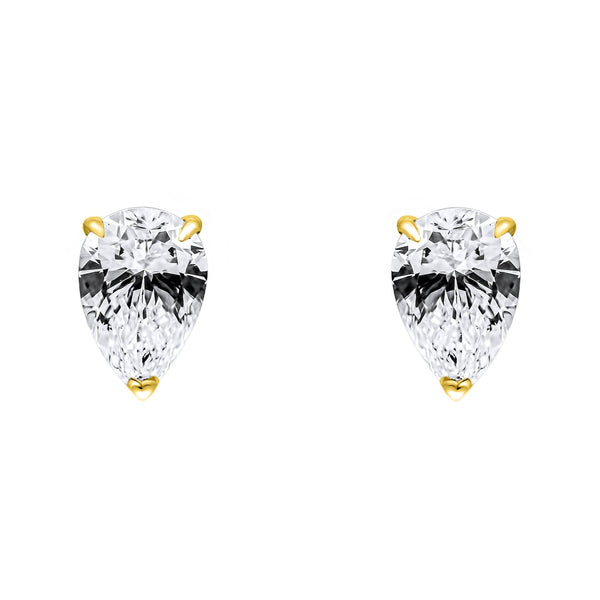 LG 18ct yellow gold 2.00ct D VVS2 pear diamond stud earrings