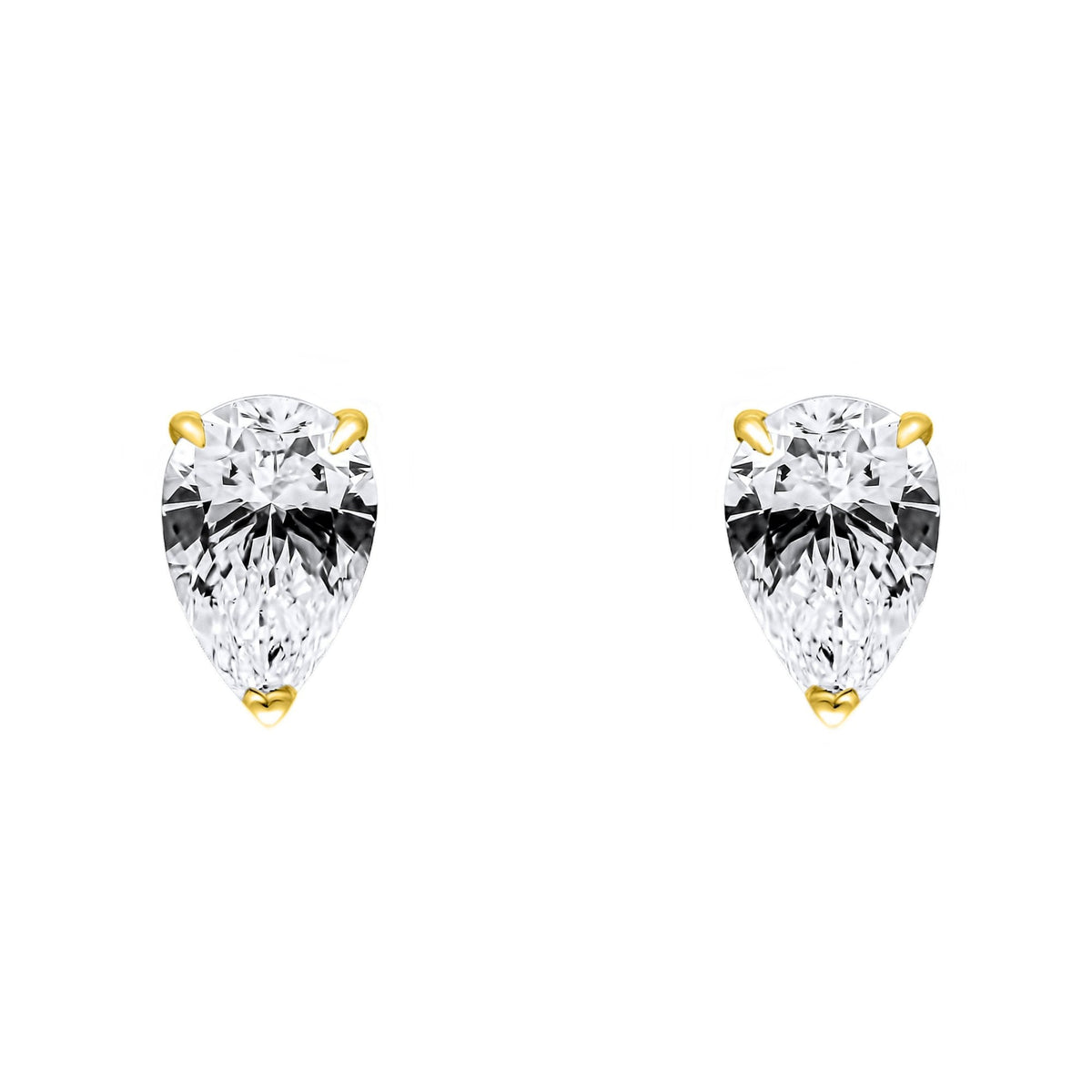 LG 18ct yellow gold 1.50ct D VVS2 pear diamond stud earrings