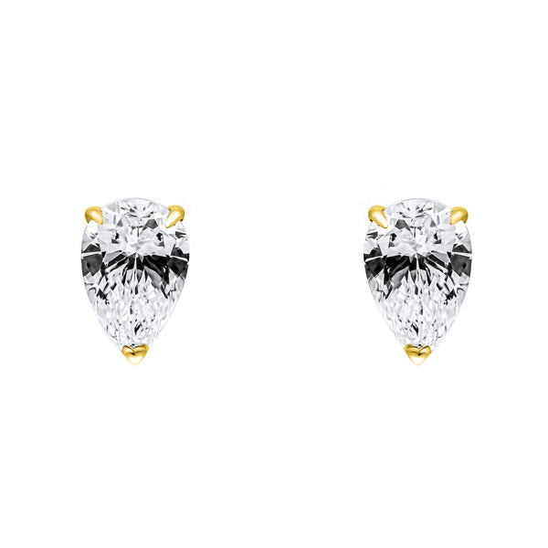LG 18ct yellow gold 1.50ct D VVS2 pear diamond stud earrings