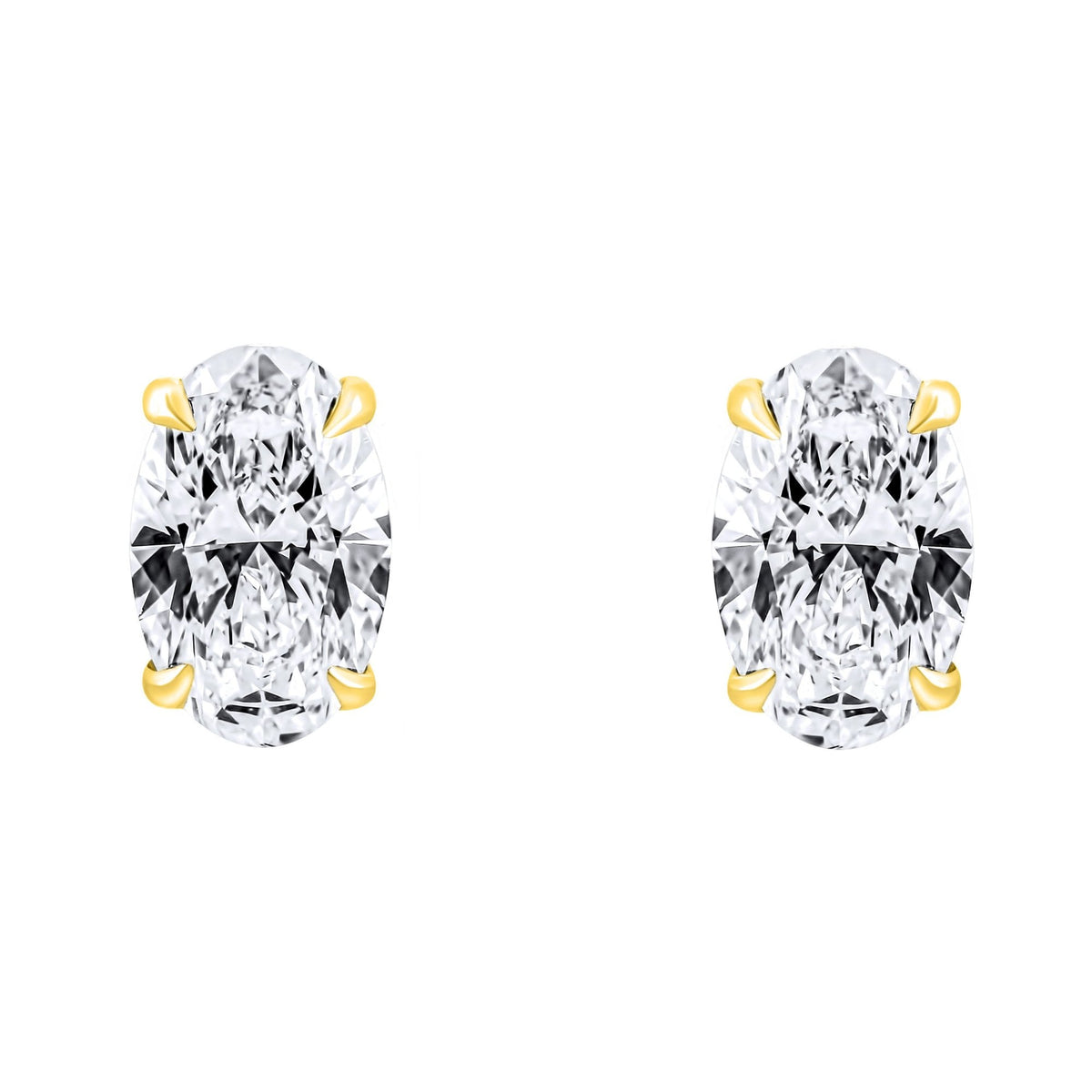 LG 18ct yellow gold 3.00ct D VVS2 oval diamond stud earrings