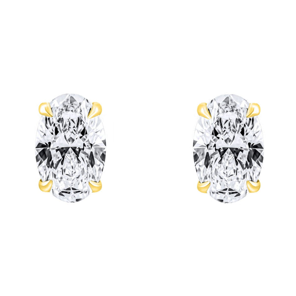 LG 18ct yellow gold 3.00ct D VVS2 oval diamond stud earrings