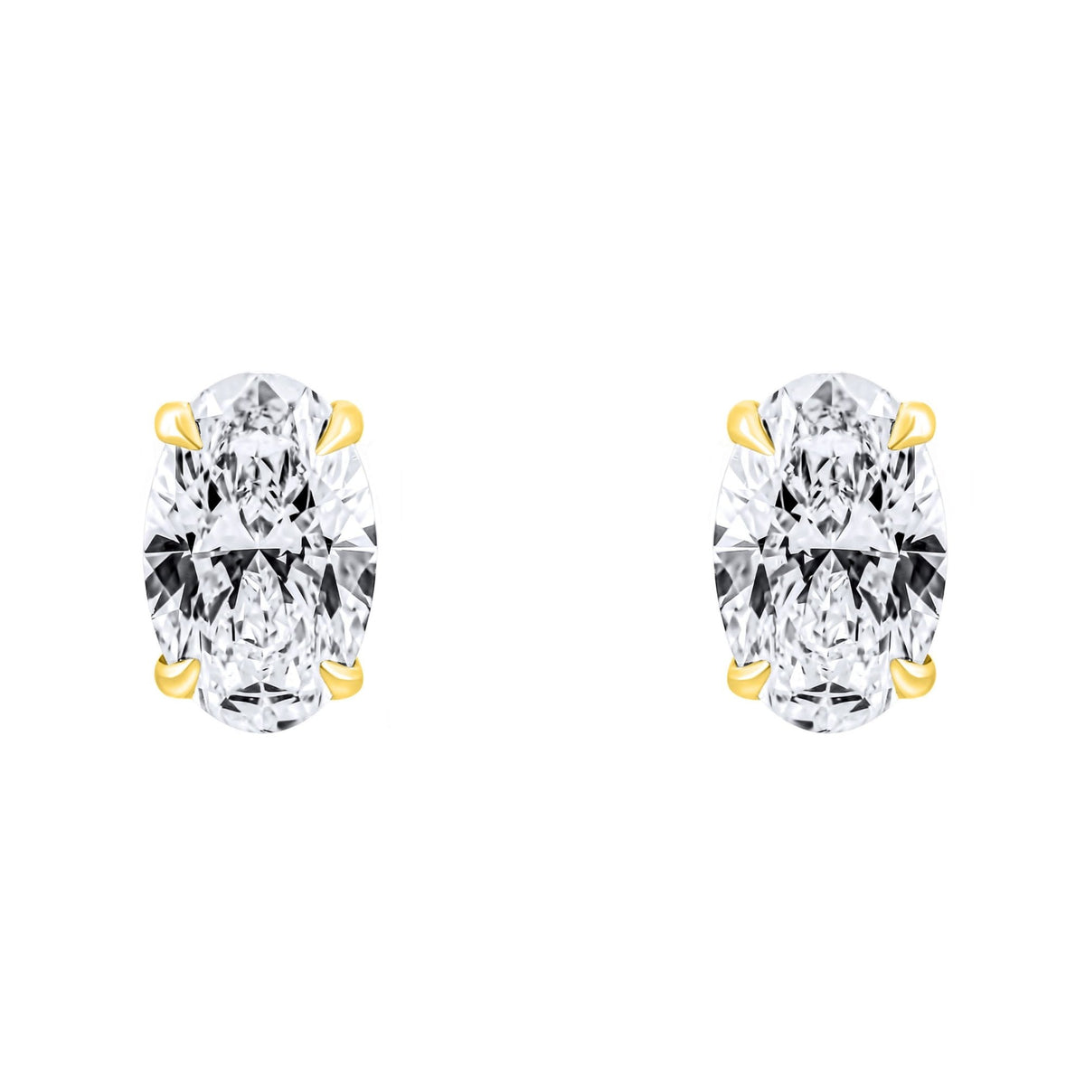 LG 18ct yellow gold 2.00ct D VVS2 oval diamond stud earrings