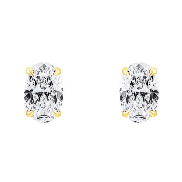 LG 18ct yellow gold 2.00ct D VVS2 oval diamond stud earrings