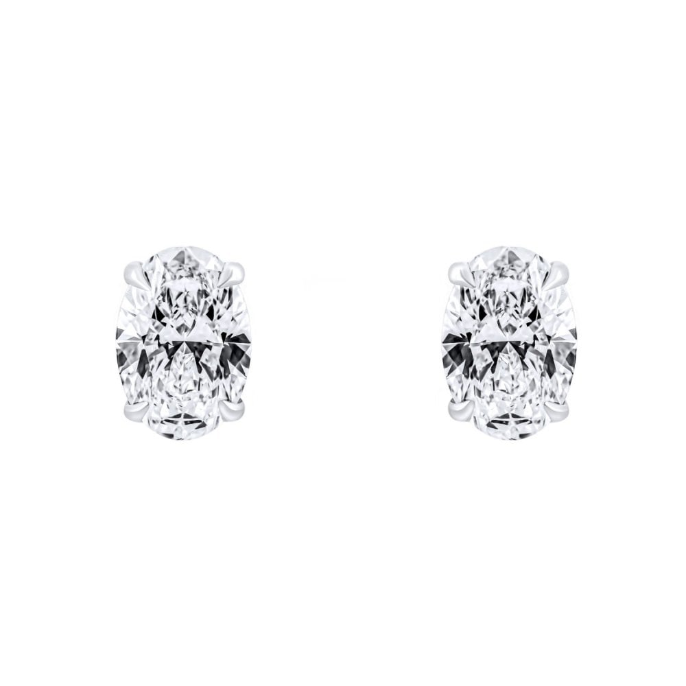 Lab grown platinum 1.52ct D VVS2 oval diamond stud earrings
